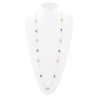 Long Delicate Lapis and Bronze Necklace Barse Jewelry