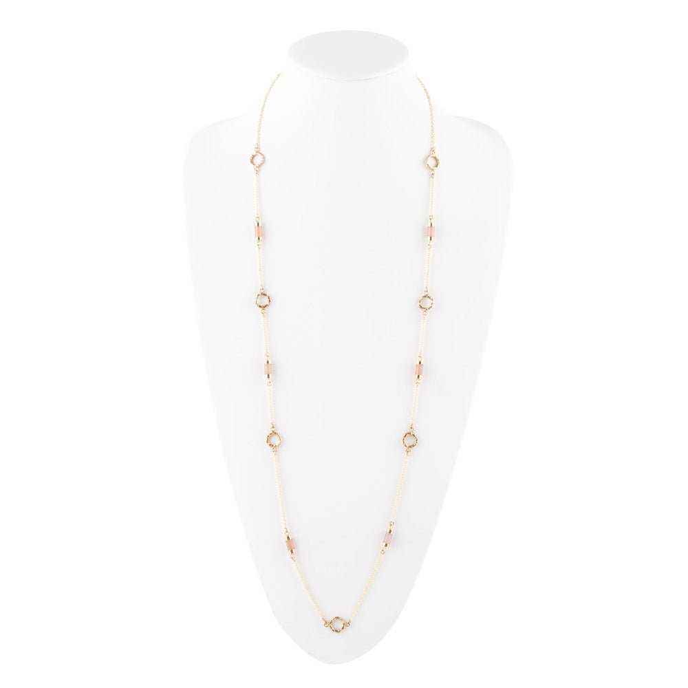 Long Delicate Orange Moonstone and Bronze Necklace Barse Jewelry