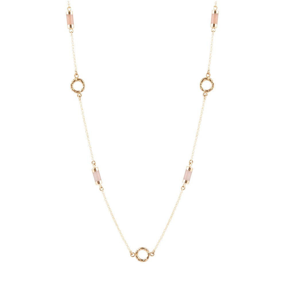 Long Delicate Orange Moonstone and Bronze Necklace Barse Jewelry