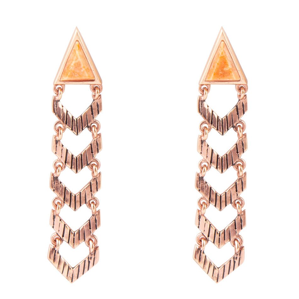 Long Totem Coral and Copper Earrings Barse Jewelry