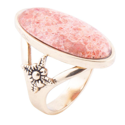Lucent Orange Coral Golden Ring Barse Jewelry