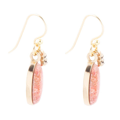 Lucent Orange Sponge Coral Golden Drop Earrings Barse Jewelry