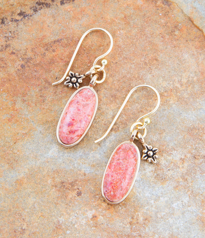 Lucent Orange Sponge Coral Golden Drop Earrings Barse Jewelry