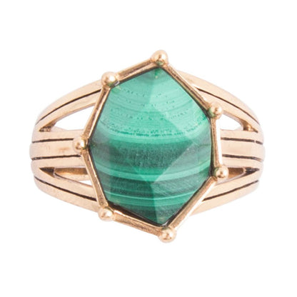 Lucky 7's Green Malachite Golden Ring Barse Jewelry