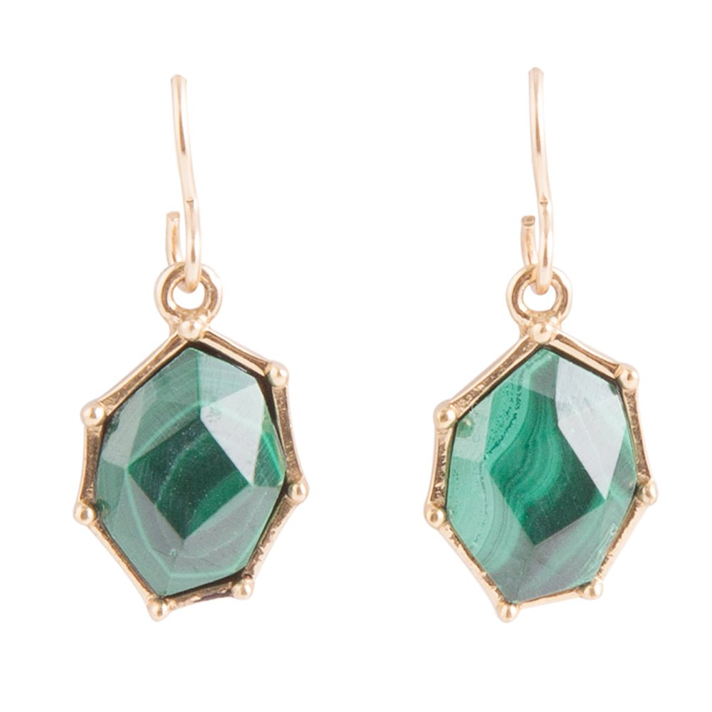 Lukcy 7's Green Malachite and Golden Earrings Barse Jewelry