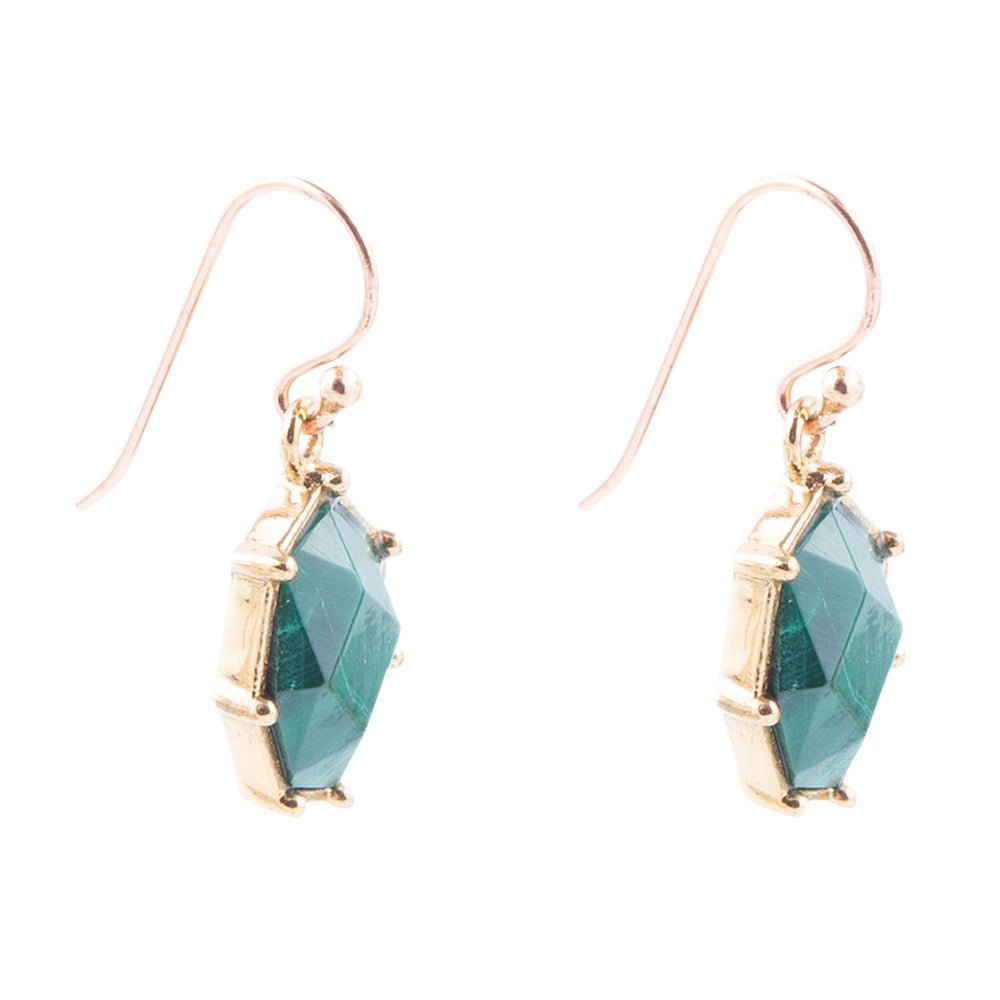 Lukcy 7's Green Malachite and Golden Earrings Barse Jewelry