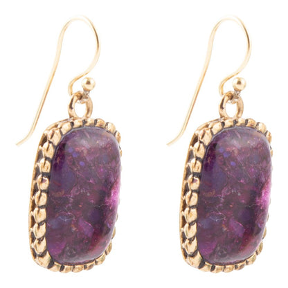 Luminous Purple Turquoise Golden Drop Earrings Barse Jewelry