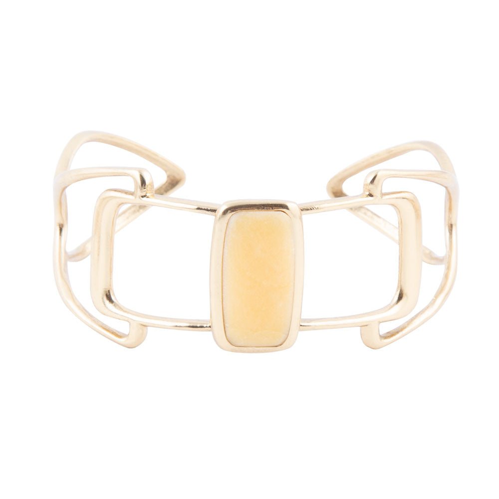 Luster Yellow Agate and Golden Cuff Bracelet Barse Jewelry