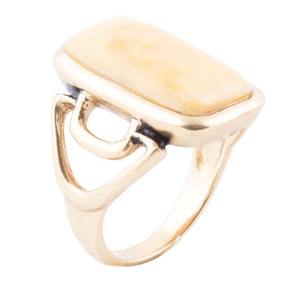 Luster Yellow Agate Golden Statement Ring Barse Jewelry