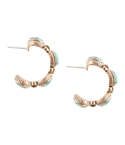 Luxurious Blue Turquoise Golden Hoop Earrings Barse Jewelry