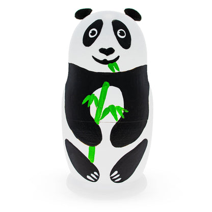 Set of 3 Panda Family Wooden Nesting Dolls