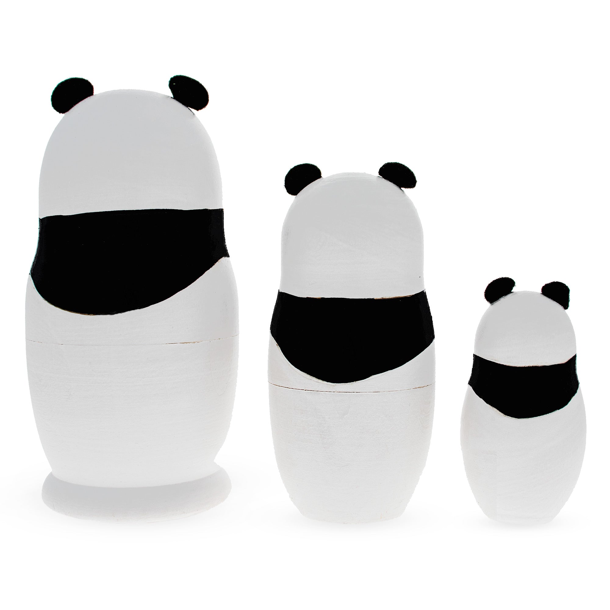 Set of 3 Panda Family Wooden Nesting Dolls