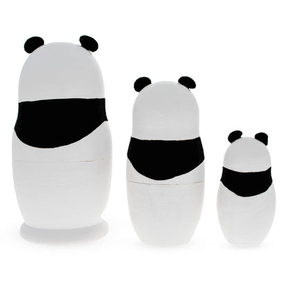 Set of 3 Panda Family Wooden Nesting Dolls