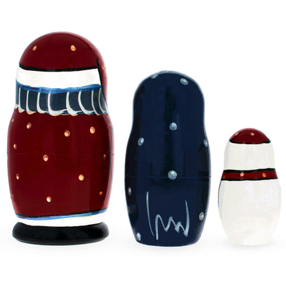 Set of 3 Santa, Penguin and Snowman Wooden Nesting Dolls