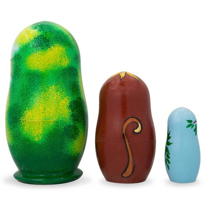 Set of 3 Smiling Monkeys Wooden Nesting Dolls 4.25 Inches