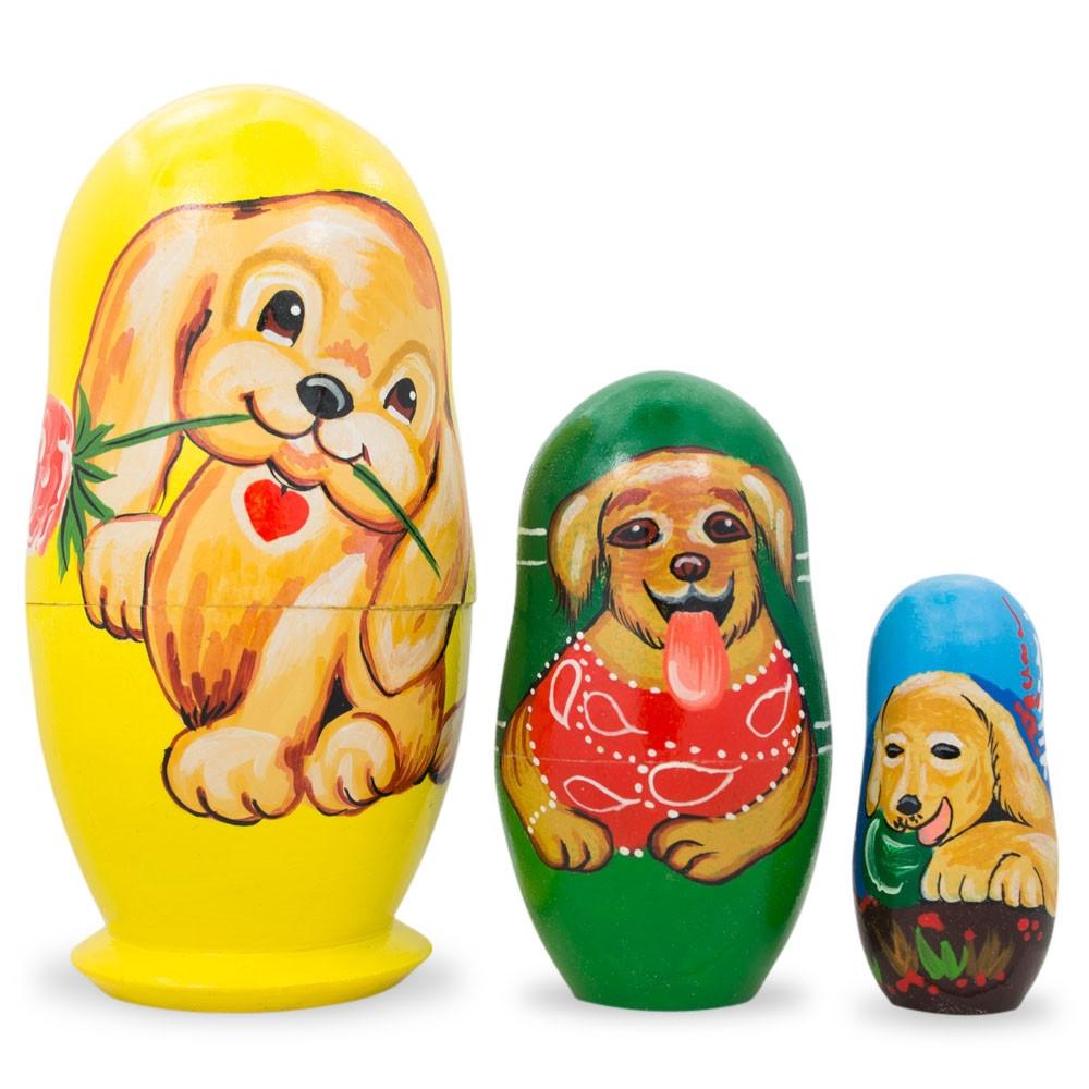 Set of 3 Labrador Retriever Dogs Wooden Nesting Dolls 4.25 Inches BestPysanky
