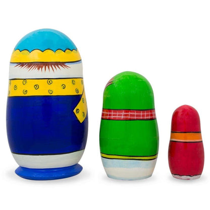 Set of 3 Snowman Family Wooden Nesting Dolls 4.25 Inches BestPysanky