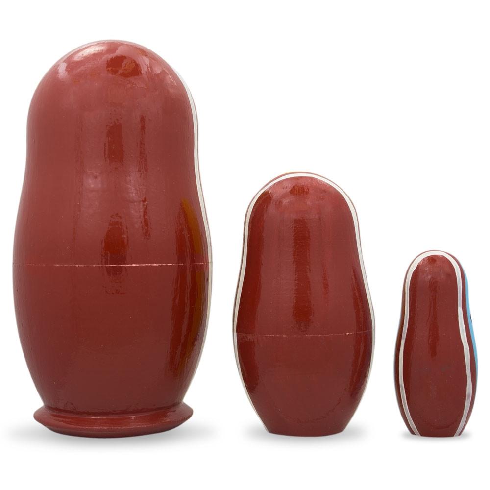 Set of 3 Nutcracker Soldiers Wooden Nesting Dolls 4.25 Inches