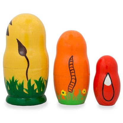 Set of 3 Lion, Tiger, and Fox Wooden Nesting Dolls 4.25 Inches