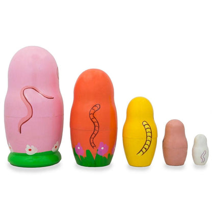 Set of 5 Cats and Kitties Wooden Nesting Dolls 4.25 Inches BestPysanky