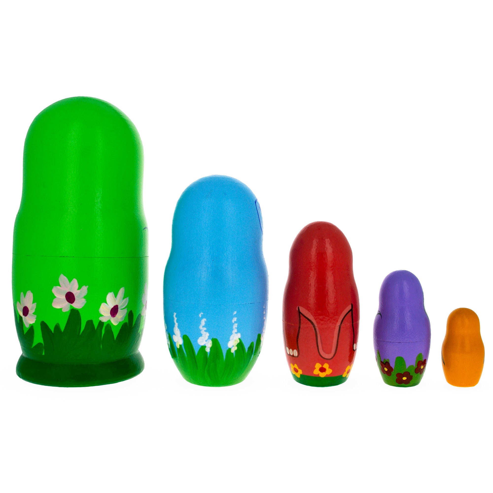 Set of 5 Dinosaurs Wooden Nesting Dolls 6 Inches BestPysanky