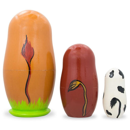 Set of 3 Cows Wooden Nesting Dolls 4.25 Inches