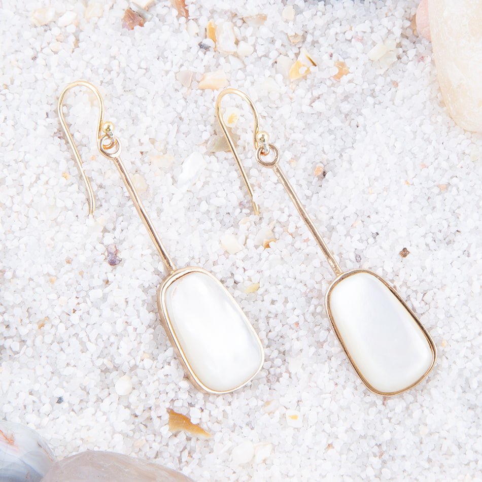 Madeleine White Mother of Pearl and Bronze Earrings Barse Jewelry