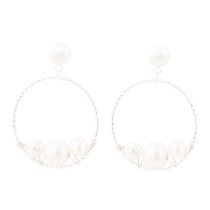 Madie Abstract Pearl and Sterling Silver Earrings Barse Jewelry