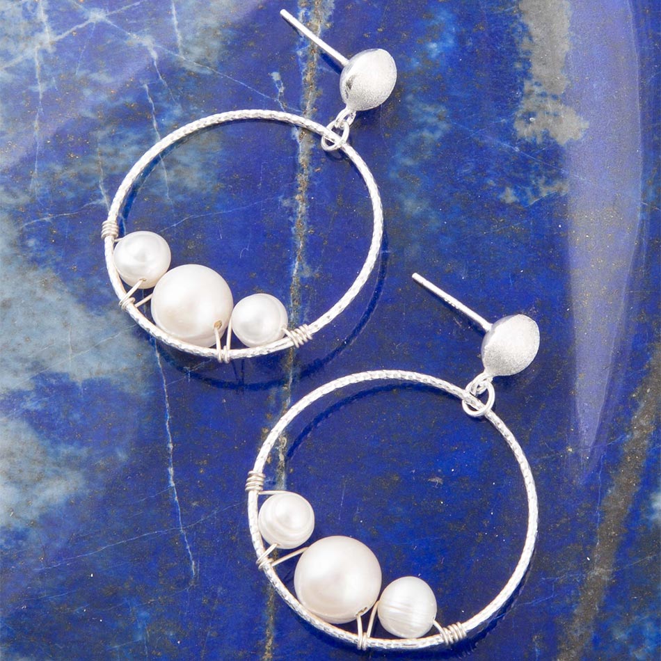 Madie Abstract Pearl and Sterling Silver Earrings Barse Jewelry