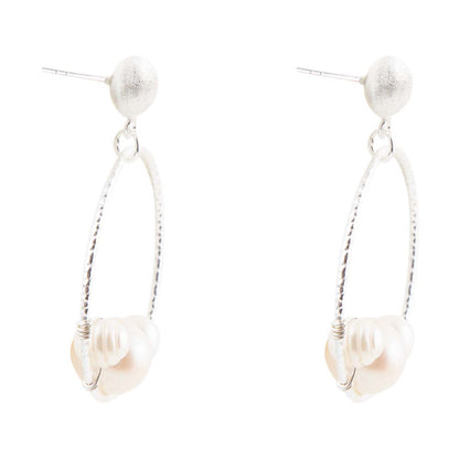 Madie Abstract Pearl and Sterling Silver Earrings Barse Jewelry