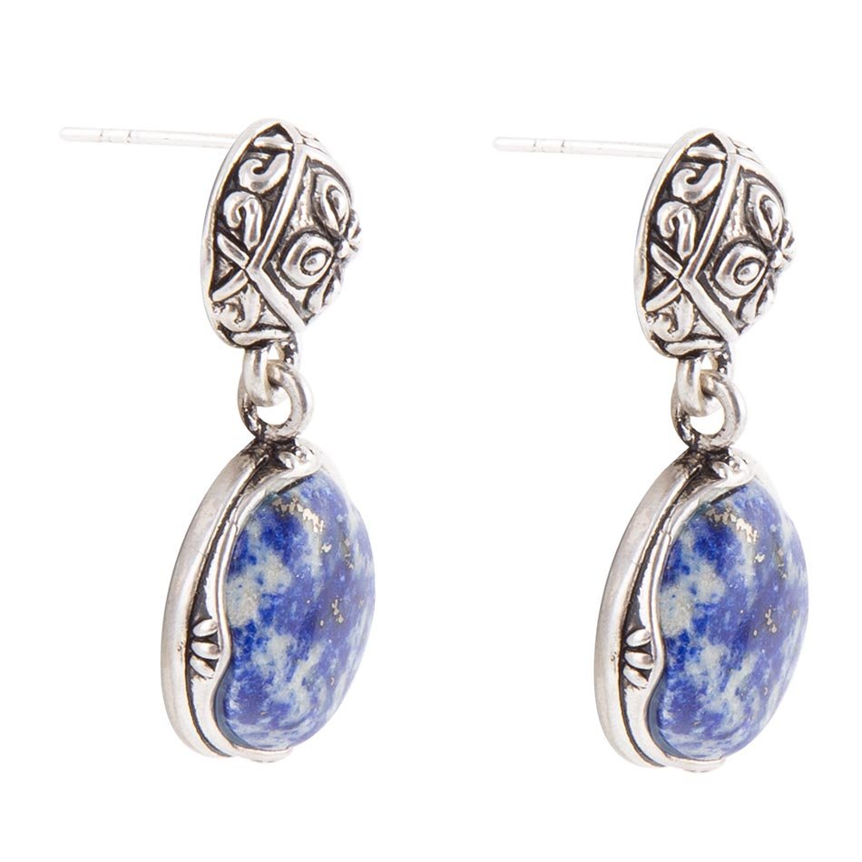Madrid Blue Lapis Sterling Silver Post Drop Earrings Barse Jewelry