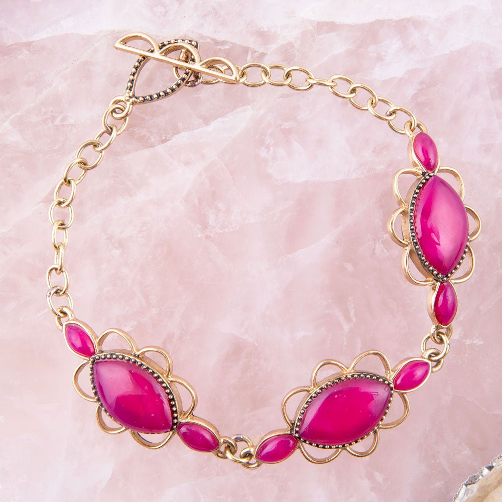 Magenta Agate Link Bracelet Barse Jewelry