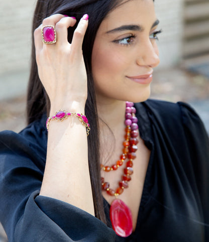 Magenta Agate Link Bracelet Barse Jewelry