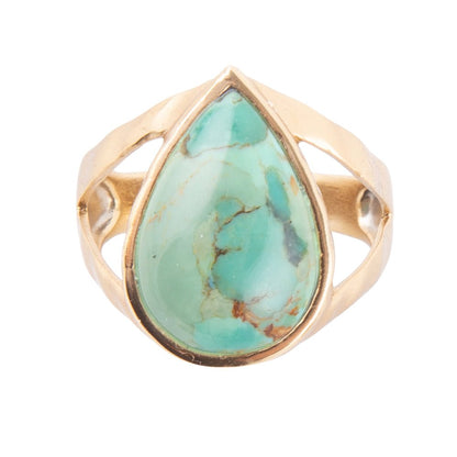 Maisy Blue Turquoise Golden Teardrop Ring Barse Jewelry
