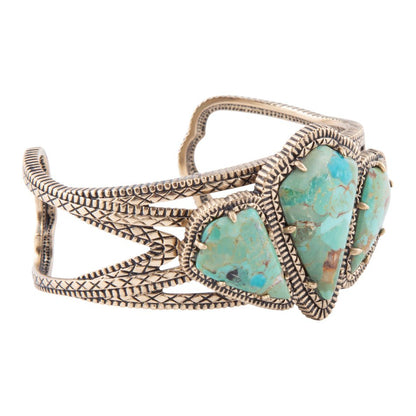 Maltese Blue Turquoise Golden Cuff Bracelet Barse Jewelry