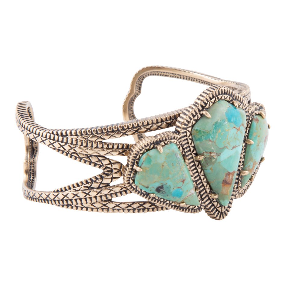 Maltese Blue Turquoise Golden Cuff Bracelet Barse Jewelry