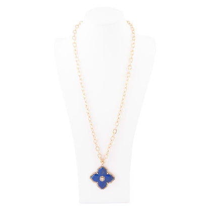 Maltese Cross Blue Lapis Golden Chain Pendant Necklace Barse Jewelry