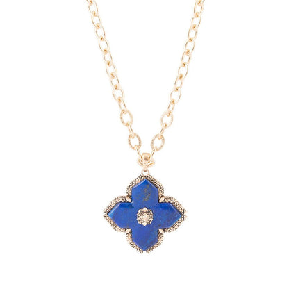 Maltese Cross Blue Lapis Golden Chain Pendant Necklace Barse Jewelry