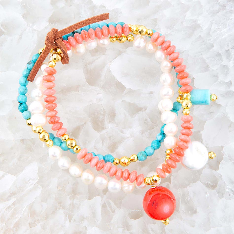 Mandy Colorful Pearl Stretch Bracelet Set Barse Jewelry