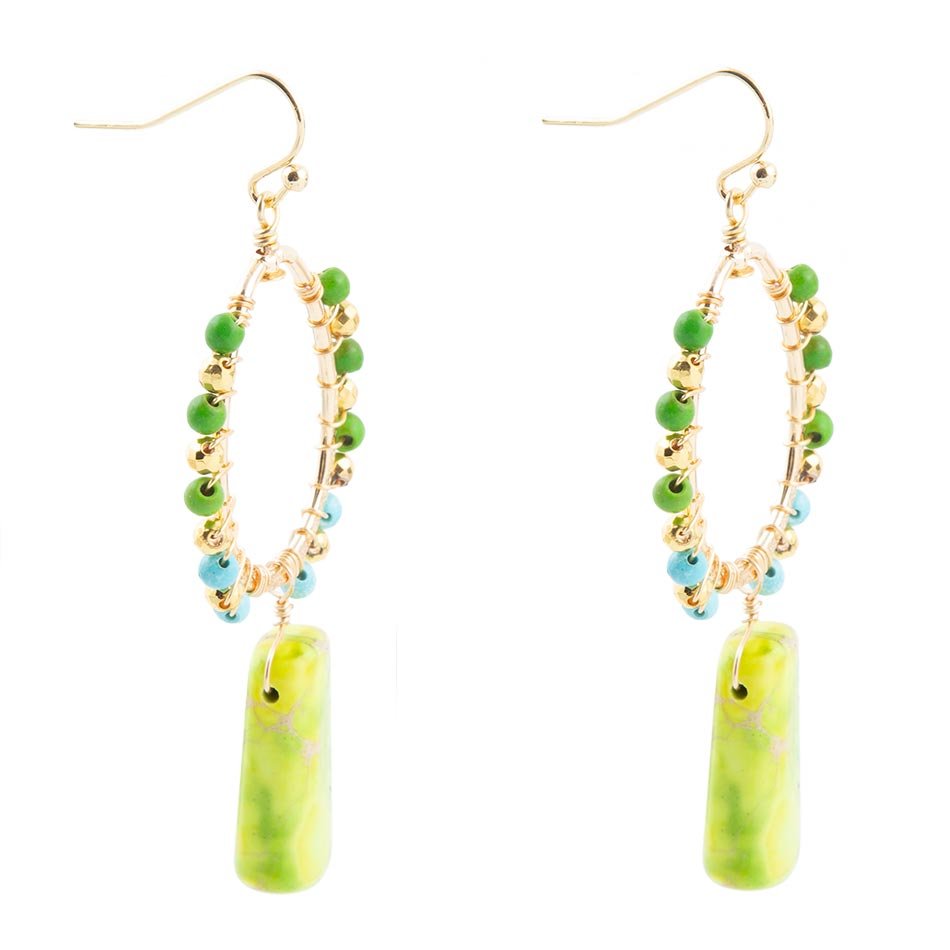 Margarita Green Jasper Golden Drop Earrings Barse Jewelry