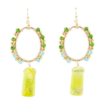 Margarita Green Jasper Golden Drop Earrings Barse Jewelry