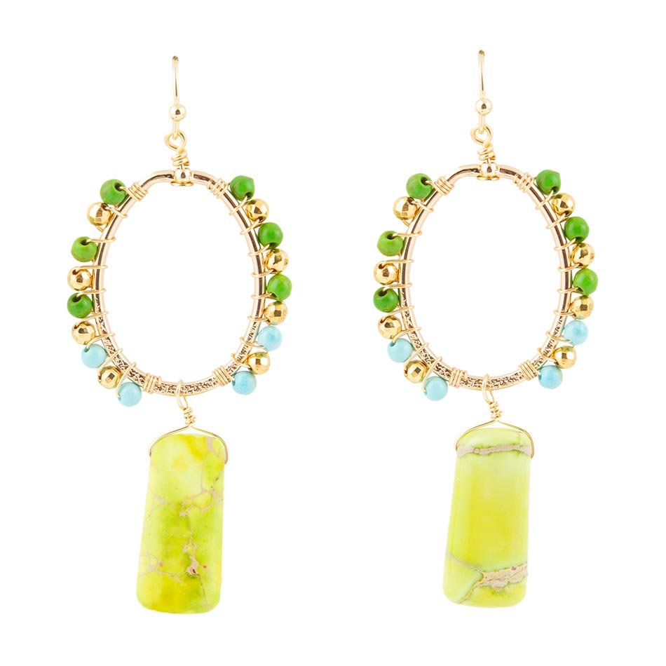 Margarita Green Jasper Golden Drop Earrings Barse Jewelry