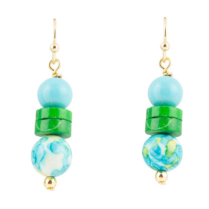 Margarita Mixed Blue and Green Golden Drop Earrings Barse Jewelry