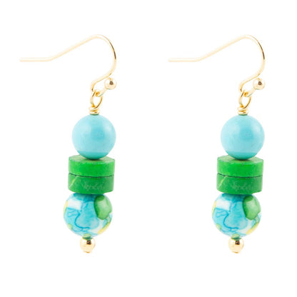 Margarita Mixed Blue and Green Golden Drop Earrings Barse Jewelry
