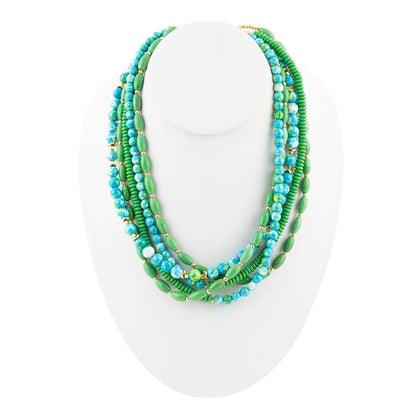 Margarita Mixed Lime Green and Blue Toursade Necklace Barse Jewelry