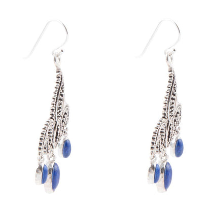 Mehendi Blue Lapis and Sterling Silver Chandelier Earrings Barse Jewelry
