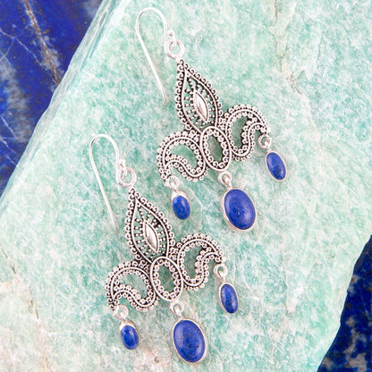 Mehendi Blue Lapis and Sterling Silver Chandelier Earrings Barse Jewelry