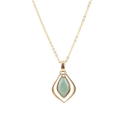Melita Green Aventurine Golden Pendant Necklace Barse Jewelry