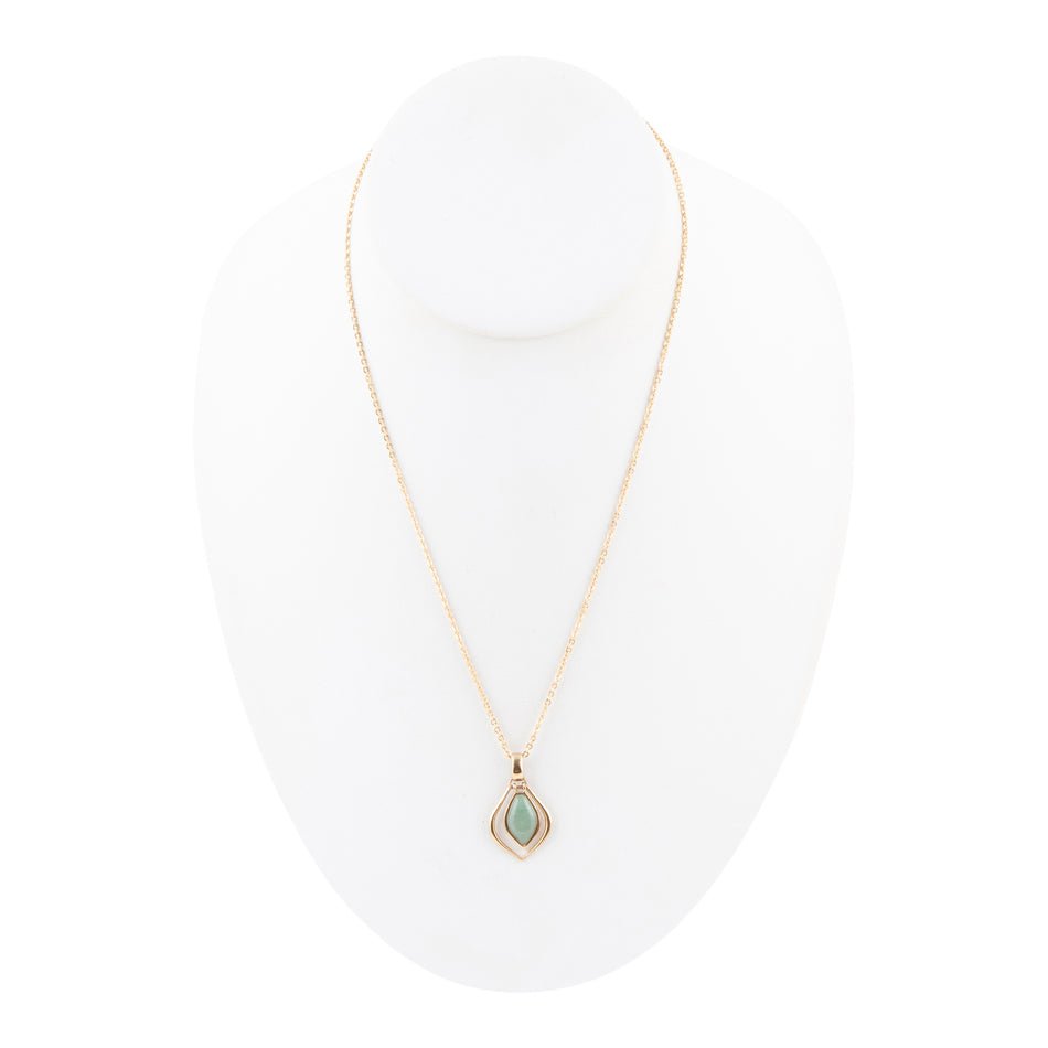 Melita Green Aventurine Golden Pendant Necklace Barse Jewelry