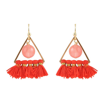 Melon and Triangle Tassel Earrings Barse Jewelry